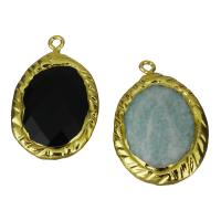 Brass Jewelry Pendants, with Gemstone, gold color plated 20-22x32- Approx 2mm 