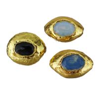 perla de cobre, metal, con Piedra de vidrio, chapado en color dorado, enviado al azar, 24-27x17-21x14-16mm, agujero:aproximado 1.5mm, Vendido por UD