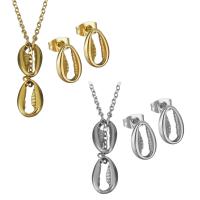 Fashion Stainless Steel Jewelry Sets, Stud Earring & necklace, with 2Inch extender chain, plated, oval chain & for woman 1.5mm Approx 18 Inch 