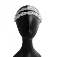 Bridal Hair Band, Rhinestone, with Seedbead & Cloth, Double Layer & for woman & with rhinestone 