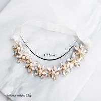 diamantes de imitación liga de la pierna, con Perlas de plástico ABS, chapado en oro KC, elástico & para mujer & con diamantes de imitación, 16cm, Vendido por UD