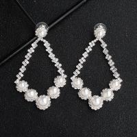 Bridal Earring, Rhinestone, with Zinc Alloy, with plastic earnut & for woman & with rhinestone 