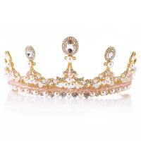 Bridal Tiaras, Zinc Alloy, with Crystal & Plastic Pearl, plated, fashion jewelry & wedding gift & for woman 