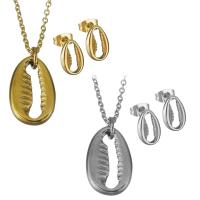 Fashion Stainless Steel Jewelry Sets, Stud Earring & necklace, with 2Inch extender chain, plated, oval chain & for woman 1.5mm Approx 18 Inch 