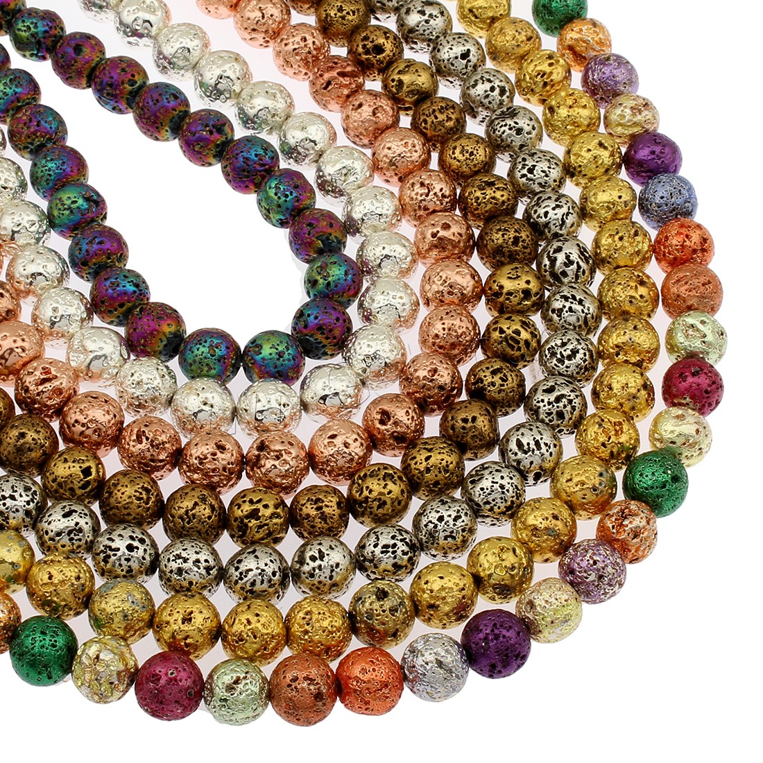 Multicolor Lava Beads, Round, plated, different size for choice, more colors for choice, Hole:Approx 1mm, Sold By Strand