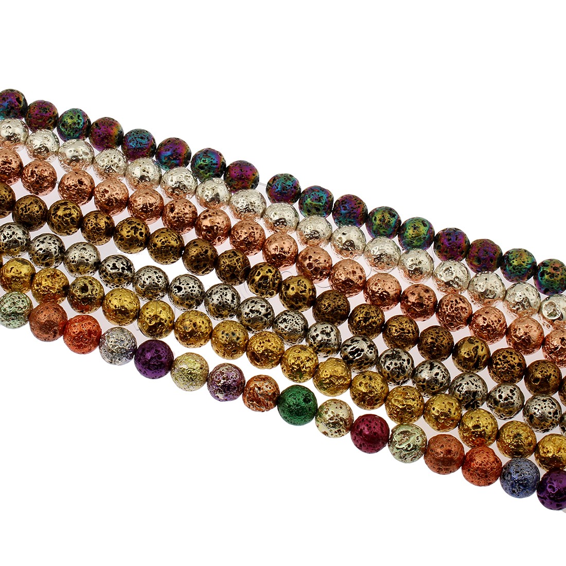 Multicolor Lava Beads, Round, plated, different size for choice, more colors for choice, Hole:Approx 1mm, Sold By Strand