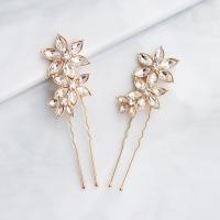 Hair Stick, Zinc Alloy, with Rhinestone, with plastic earnut & fashion jewelry & for bridal 