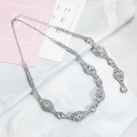 Fashion Fringe Necklace, Rhinestone, with Brass, for woman & with rhinestone, 37+23cm 