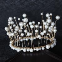 Tiaras nupciales, fundición, con Perlas plásticas & metal, chapado, Joyería & regalo de boda & para mujer, más colores para la opción, 80x120mm, Vendido por UD