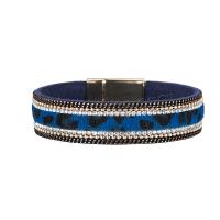 PU Leather Cord Bracelets, with Zinc Alloy, plated, fashion jewelry & for woman & with rhinestone 