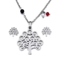 Fashion Stainless Steel Jewelry Sets, Stud Earring & necklace, plated, 2 pieces & for woman 40*38mm,15mm .6 Inch 