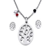 Fashion Stainless Steel Jewelry Sets, Stud Earring & necklace, plated, 2 pieces & for woman 18*13mm,43*30mm .6 Inch 