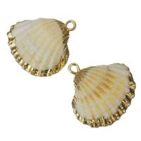 Brass Jewelry Pendants, with Shell, Shell, gold color plated, fashion jewelry, 21- 8-9mm Approx 1.5mm 