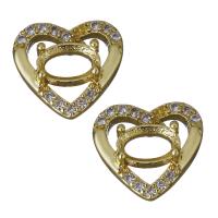 Brass Jewelry Finding, Heart, gold color plated, micro pave cubic zirconia 