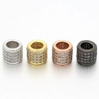 Cubic Zirconia Micro Pave Brass European Bead, Column, plated, micro pave cubic zirconia Approx 4mm 