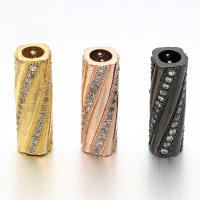 Cubic Zirconia Micro Pave Brass Beads, Column, plated, micro pave cubic zirconia Approx 3.5mm 