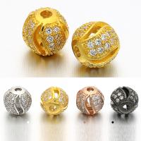 Cubic Zirconia Micro Pave Brass Beads, Round, plated, micro pave cubic zirconia & hollow Approx 1.5mm 