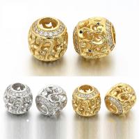 Cubic Zirconia Micro Pave Brass European Bead, plated, micro pave cubic zirconia & hollow Approx 4.5mm 