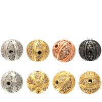 Cubic Zirconia Micro Pave Brass Beads, Round, plated, micro pave cubic zirconia Approx 1.5mm 