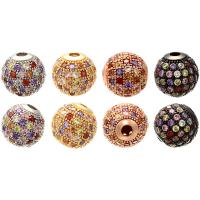 Cubic Zirconia Micro Pave Brass Beads, Round, plated, micro pave cubic zirconia Approx 1.5mm 