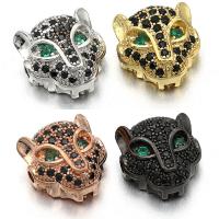 Abalorios Animal de Latón, metal, Leopardo, chapado, micro arcilla de zirconia cúbica, más colores para la opción, 11x11mm, agujero:aproximado 1.5mm, 5PCs/Bolsa, Vendido por Bolsa