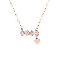 Collar de la joyería de titanio, Partículas de acero, con diamantes de imitación, con 5cm extender cadena, chapado en color rosa dorada, para mujer, longitud:aproximado 14.9 Inch, Vendido por Sarta