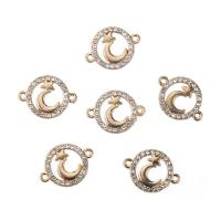 Rhinestone Zinc Alloy Connector, plated, with rhinestone & 1/1 loop, gold, 19*14mm 