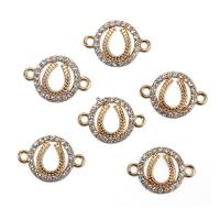 Rhinestone Zinc Alloy Connector, plated, DIY & with rhinestone & 1/1 loop, golden, 23*16mm 