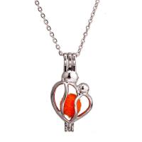 Stainless Steel Floating Locket Necklace, plated, fashion jewelry & for woman, silver color, 36*18mm .6 Inch 