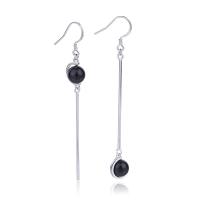 Argent sterling 925 Boucles d'oreilles asymétriques, avec Agate, bijoux de mode & pour femme, argent, 6mmuff0c45mm, Vendu par paire