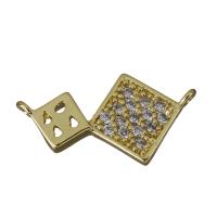 Cubic Zirconia Micro Pave Brass Connector, gold color plated, micro pave cubic zirconia & 1/1 loop Approx 1mm 