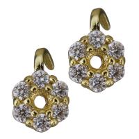 Brass Jewelry Finding, gold color plated, micro pave cubic zirconia 