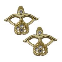 Brass Jewelry Finding, gold color plated, micro pave cubic zirconia 