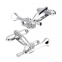 Brass Cufflinks, Trumpet, plated, fashion jewelry & for man 