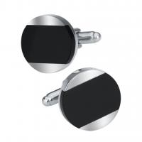 Brass Cufflinks, with Black Agate, Flat Round, plated, fashion jewelry & Unisex, 18mm 