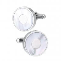 Brass Cufflinks, with White Shell, Flat Round, plated, fashion jewelry & Unisex, 18mm 