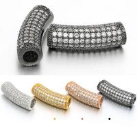 metal abalorios de tubo curvado, chapado, micro arcilla de zirconia cúbica, más colores para la opción, 7x24mm, agujero:aproximado 4mm, 5PCs/Bolsa, Vendido por Bolsa