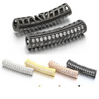 metal abalorios de tubo curvado, chapado, micro arcilla de zirconia cúbica, más colores para la opción, 6x26mm, agujero:aproximado 3mm, 5PCs/Bolsa, Vendido por Bolsa