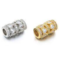 Cubic Zirconia Micro Pave Brass Beads, Column, plated, micro pave cubic zirconia Approx 4.5mm 