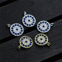 Pendentifs en strass argent , Argent sterling 925, Plat rond, Placage, avec strass, plus de couleurs à choisir Vendu par PC