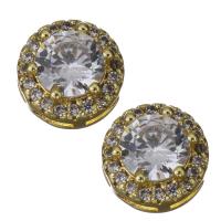 Brass Jewelry Finding, gold color plated, micro pave cubic zirconia Approx 