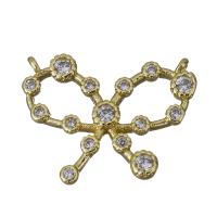 Cubic Zirconia Micro Pave Brass Connector, Bowknot, gold color plated, micro pave cubic zirconia & 1/1 loop Approx 1mm 