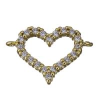 Cubic Zirconia Micro Pave Brass Connector, Heart, gold color plated, micro pave cubic zirconia & 1/1 loop Approx 1mm 