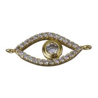 Cubic Zirconia Micro Pave Brass Connector, Eye, gold color plated, micro pave cubic zirconia & 1/1 loop Approx 1mm 