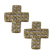 Brass Jewelry Finding, Cross, gold color plated, micro pave cubic zirconia 