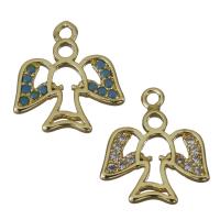 Cubic Zirconia Micro Pave Brass Pendant, Angel, gold color plated, micro pave cubic zirconia Approx 1.5mm 