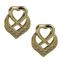 Brass Jewelry Finding, gold color plated, micro pave cubic zirconia 