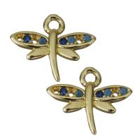 Animal Brass Pendants, Dragonfly, gold color plated, micro pave cubic zirconia Approx 1.5mm 