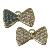 Cubic Zirconia Micro Pave Brass Pendant, Bowknot, gold color plated & micro pave cubic zirconia Approx 1.5mm 