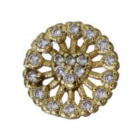 Brass Jewelry Finding, gold color plated, micro pave cubic zirconia & hollow 